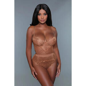 BeWicked Stunning Lace Bettany Bodysuit Caramel color Size Med OR Large